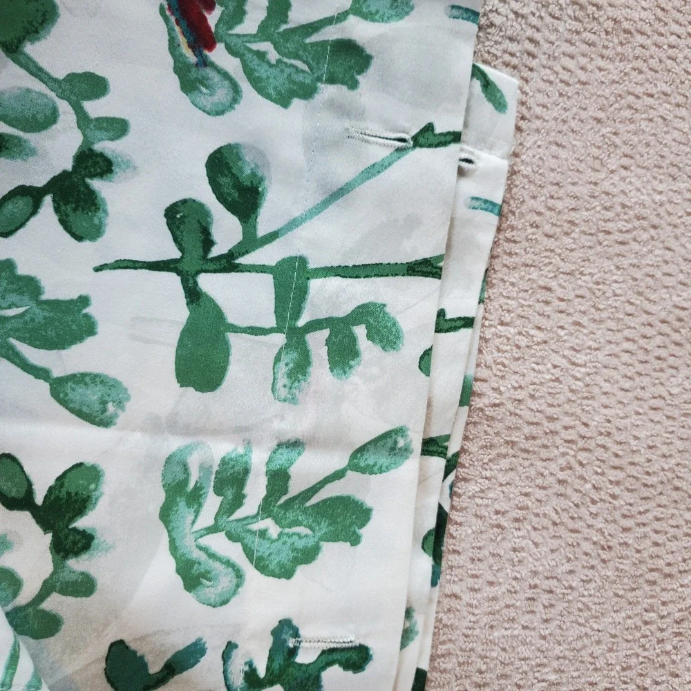 Pier 1 Imports Bird Botanical Cotton Shower Curtain White Green Red Watercolor